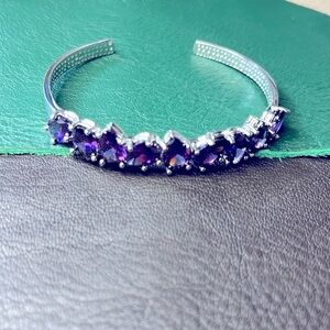 Sterling Silver Amethyst Open Cuff Bracelet